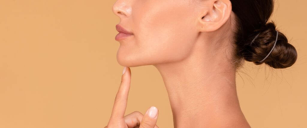 Chin enhancement on female face.